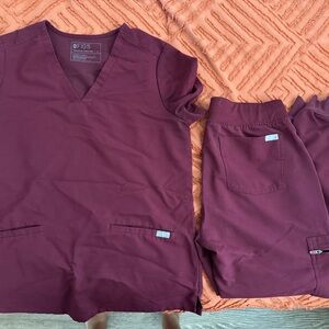Figs Burgundy Medical Scrub Set